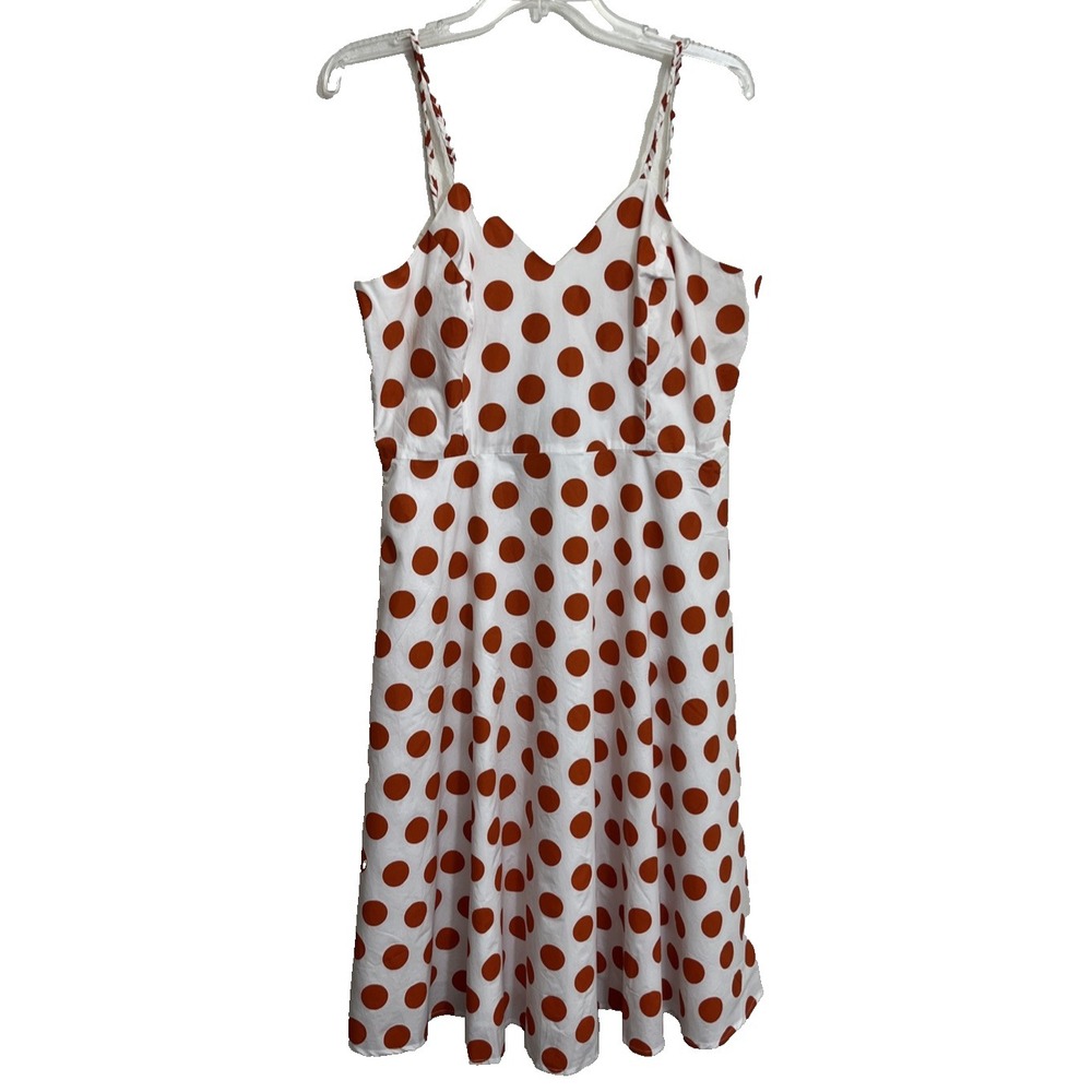 JNSQ Christine Dress Size 10 NWT Je Ne Sais Quoi $79 White Orange Polka Dot